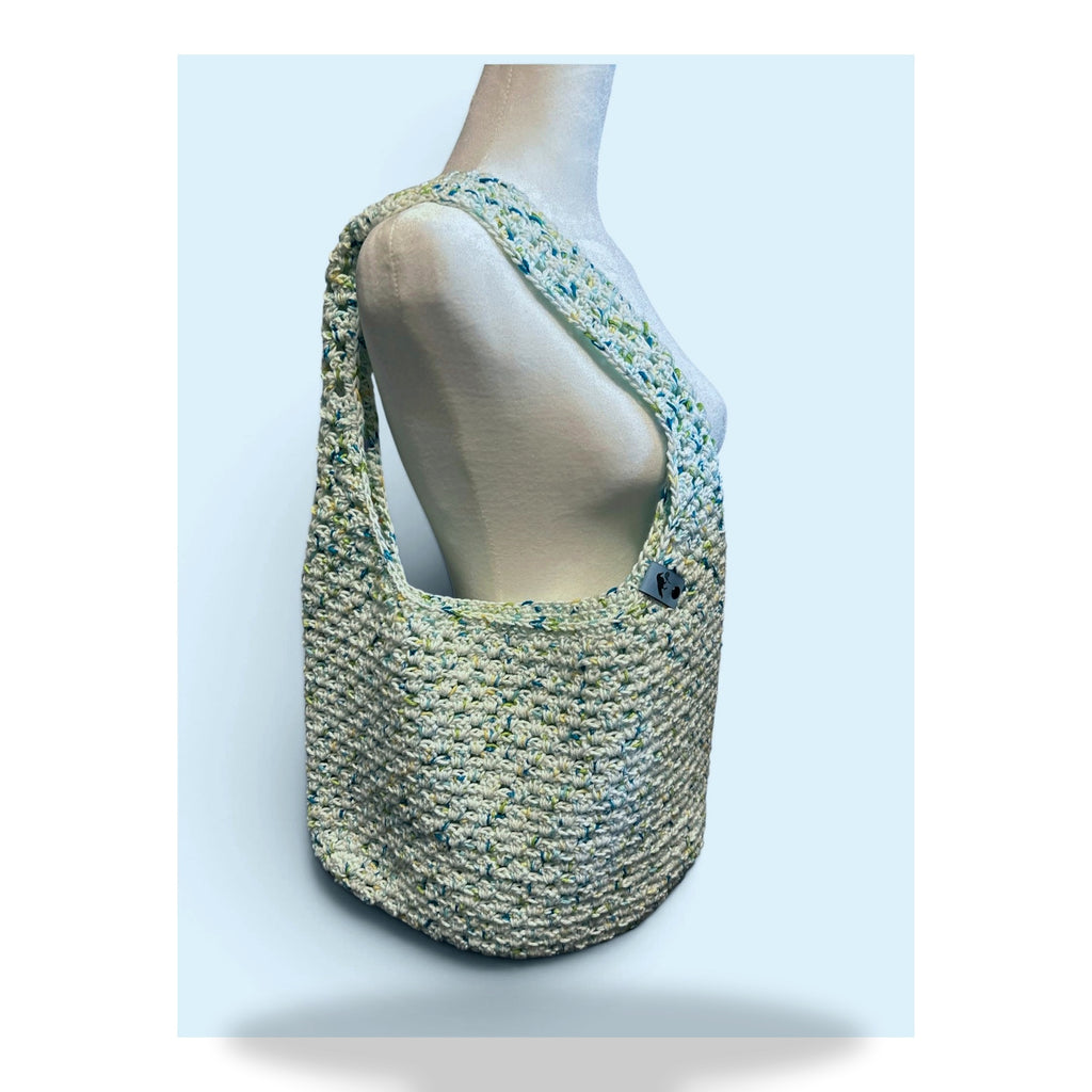 Confetti Crochet Boho Bag - Cream with Blue / Green / Yellow Speckle