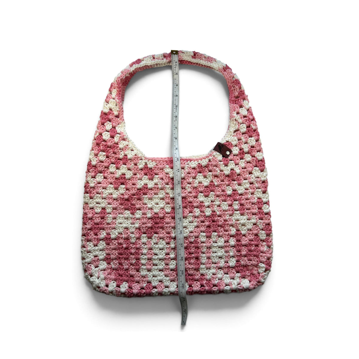 Blush Pink Crochet Boho Bag - Cream with Pink Multi