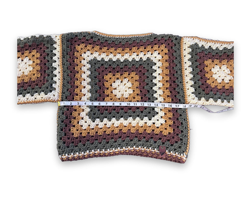 Granny Square Crochet Cardigan - Mustard / Sage / Brown / Cream