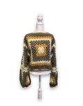 Granny Square Crochet Cardigan - Mustard / Sage / Brown / Cream